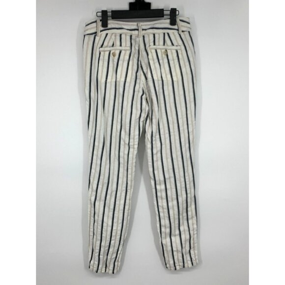 Ann Taylor LOFT Pants Linen Blend White Blue Stripe Skinny - Picture 5 of 8